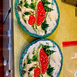 RARE HTF Nathalie Lete Anthropologie MUSHROOM Plate 10" Francophile Stoneware